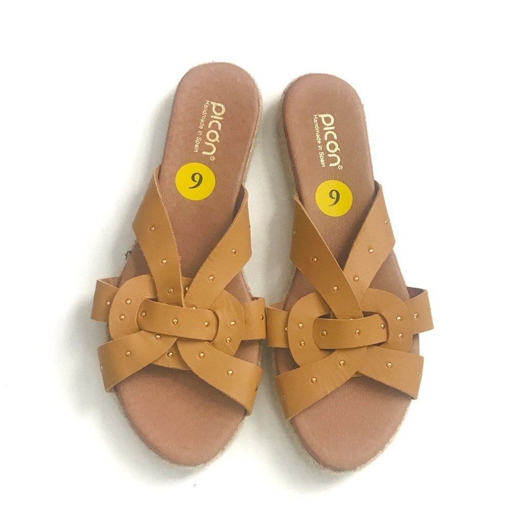 Picon Tan Leather Espidrille Sandals